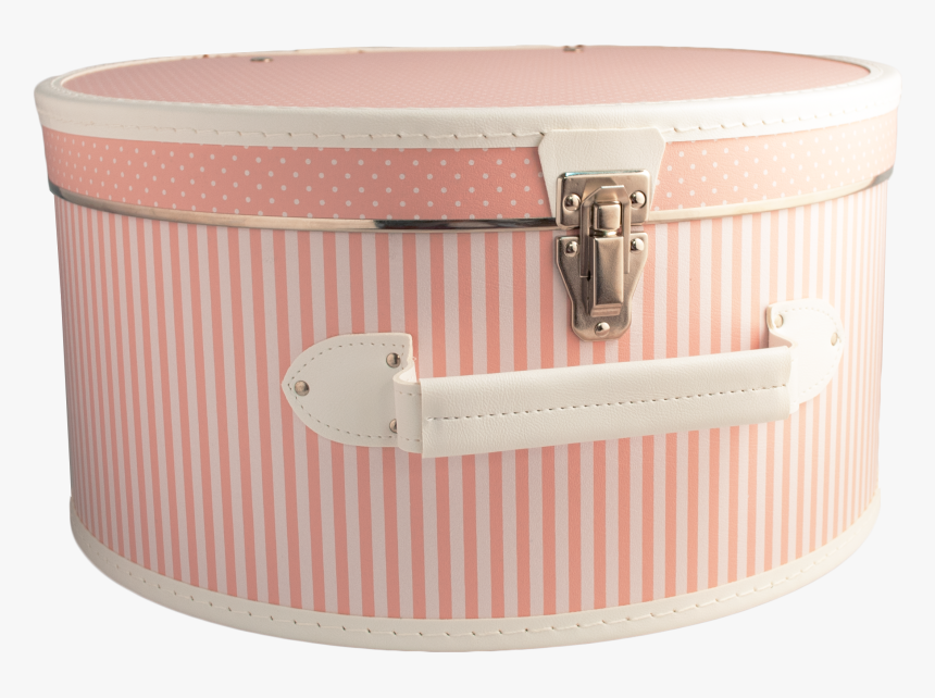 Hat Box 40cm Pink With White Stripes And Dots, HD Png Download, Free Download