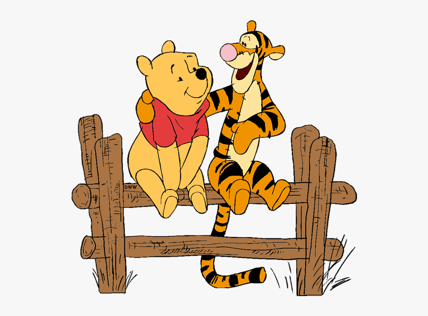 Tigger Drawing Pooh, Tigger Sitting On Fence, HD Png Download, Free Download