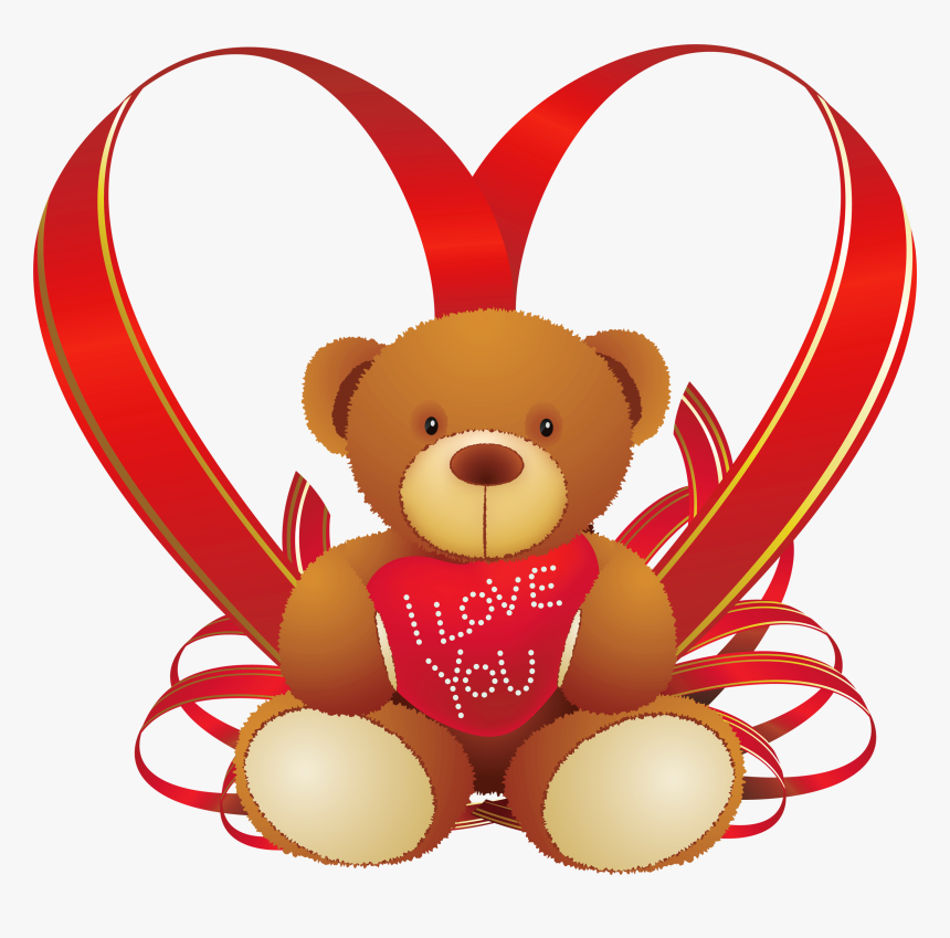 Simple Valentine Bears Clipart Clipart Collection - Heart With Teddy Bear, HD Png Download, Free Download