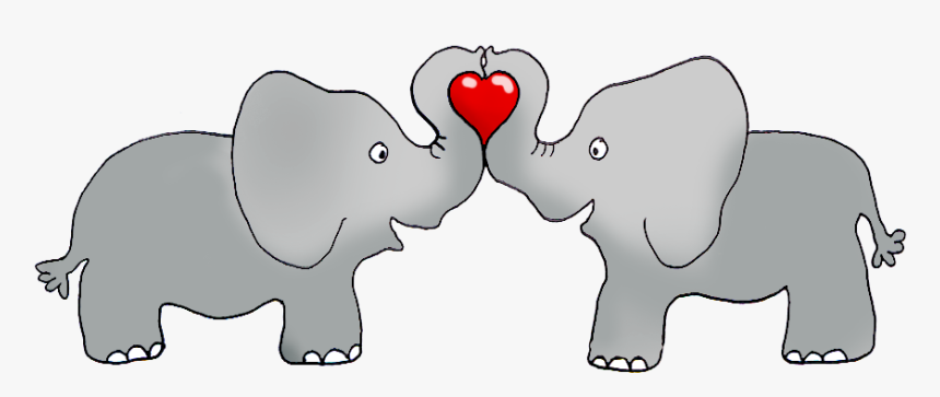 Elephants Holding A Red Heart - Valentines Day Clipart Animal, HD Png Download, Free Download