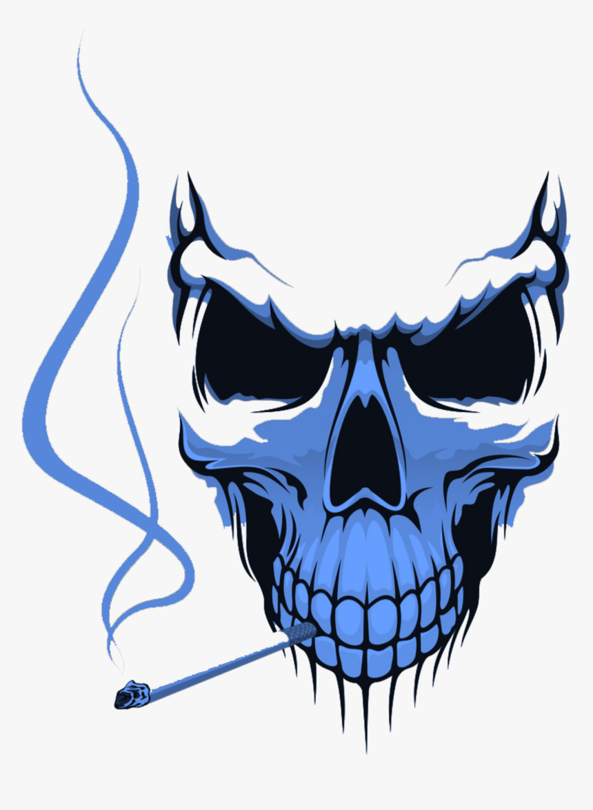 Skull Smoking Cig Tattoo - Skull Tribal, HD Png Download, Free Download