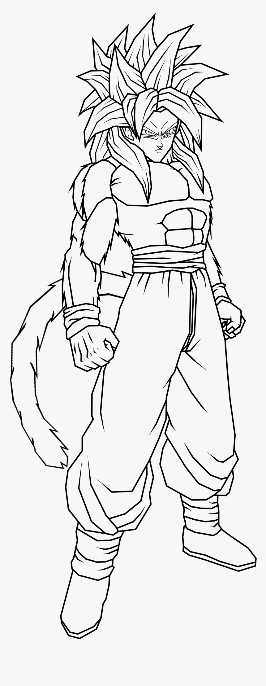 Goku Super Saiyan 4 Coloring Pictures - Goku Ssj4 Para Dibujar, HD Png Download, Free Download