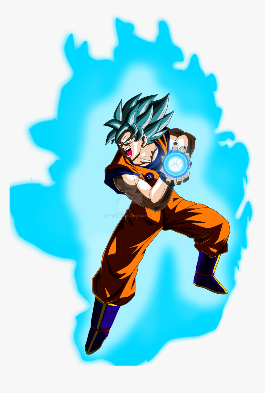 Goku Super Saiyan Blue Kamehameha Pose By Aashananimeart - Goku Super Saiyan Blue Kamehameha, HD Png Download, Free Download