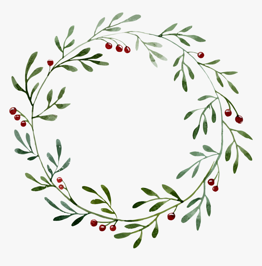 Plant Border Wreath Illustration Hollow Watercolor - Watercolor Christmas Wreath Png, Transparent Png, Free Download