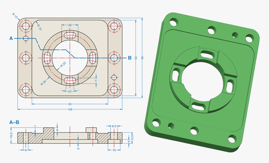 Cam Mill Cad Drawings, HD Png Download, Free Download