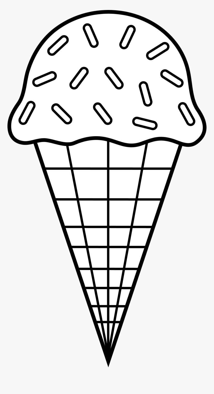 Colorable Ice Cream Line Art - Ice Cream Black And White, HD Png Download, Free Download