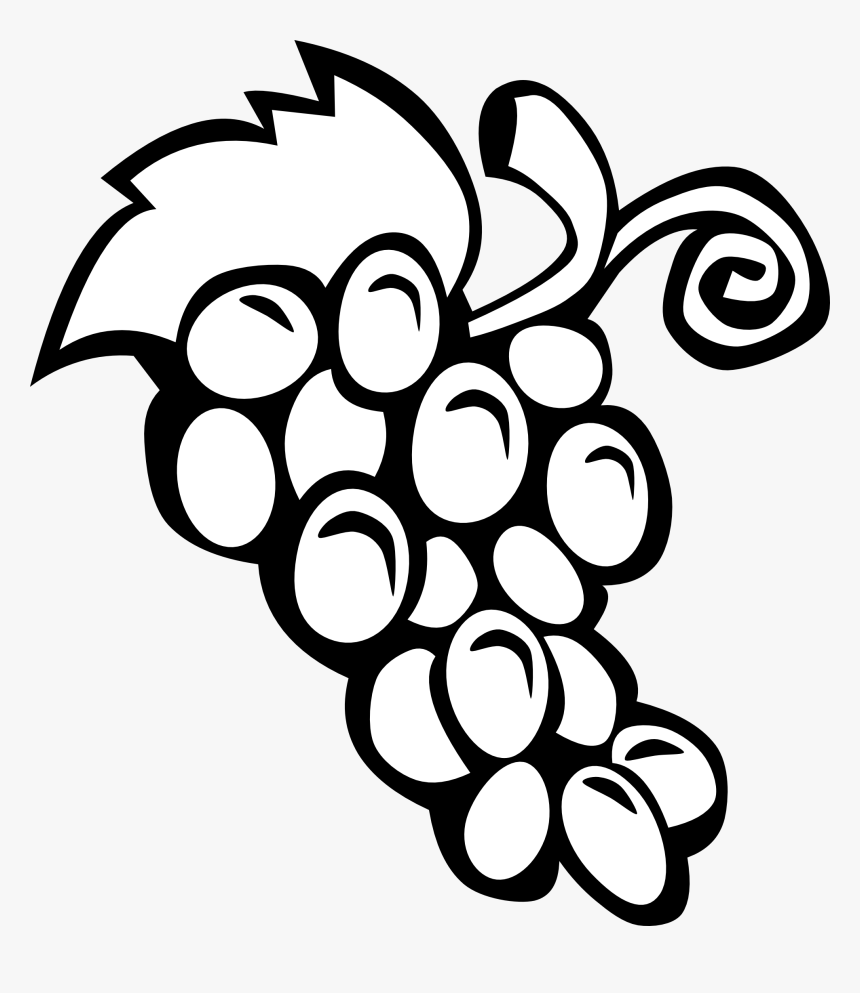 Fruit Black And White Fruit Black And White Clipart - Clip Art Black And White Grapes, HD Png Download, Free Download