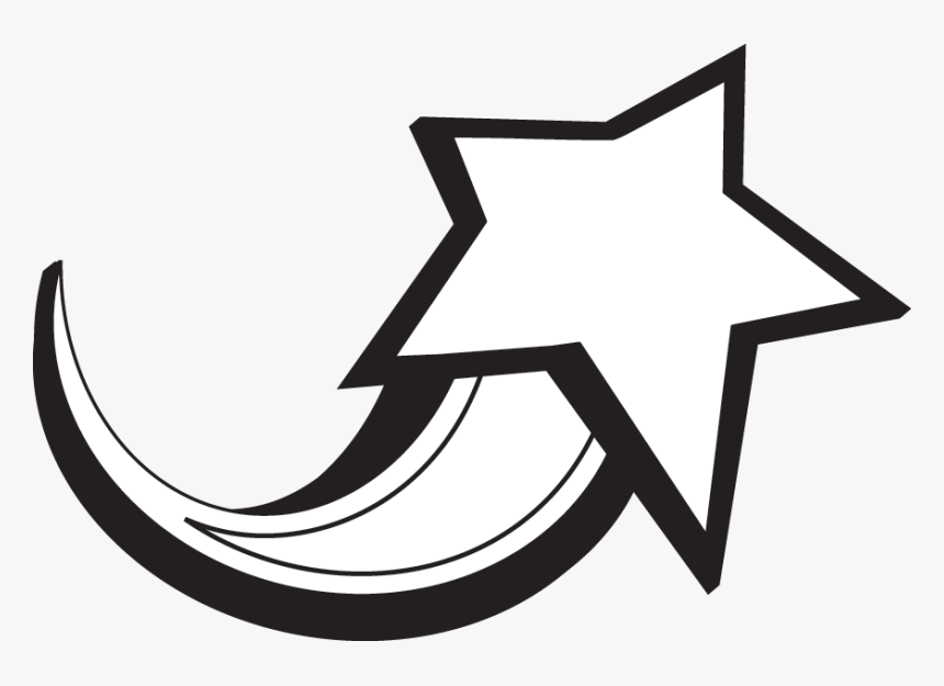 White Star Png - Shooting Star Clipart Black And White, Transparent Png, Free Download