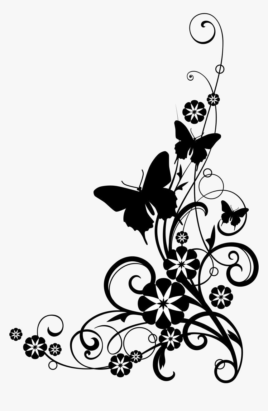 Black Border Png - Flower Border Black And White Png, Transparent Png, Free Download