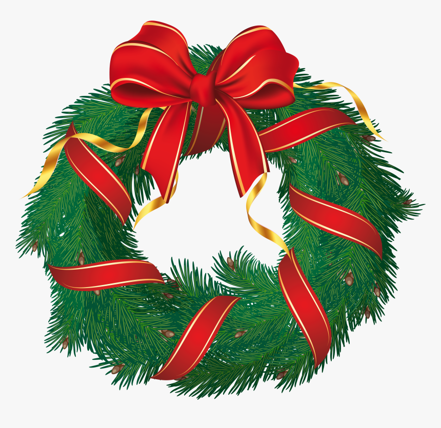 Christmas Tree Clipart Wreath - Transparent Background Christmas Wreath Clipart, HD Png Download, Free Download