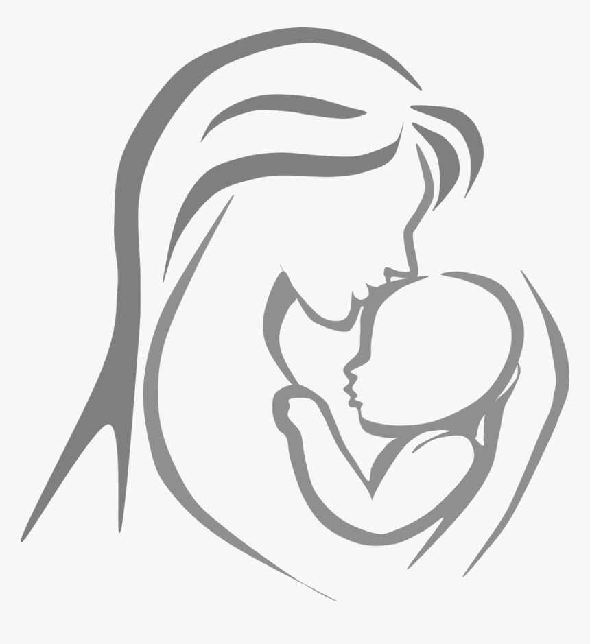 mother and baby clipart black and white