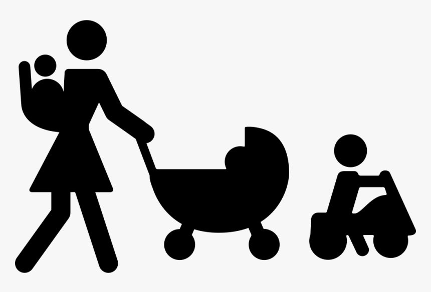 Mother Walking With Three Babies - People Walking Png Icon, Transparent Png, Free Download