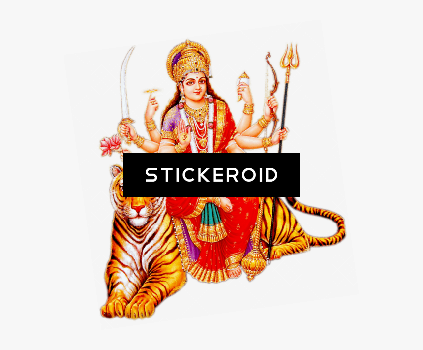 Goddess Durga Maa Tiger - Durga Mata Image Png, Transparent Png, Free Download