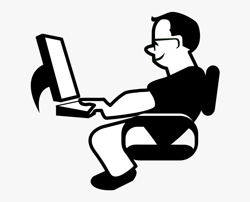 Clip Art Person At Computer Clipart - Guy On Computer Clipart, HD Png Download, Free Download