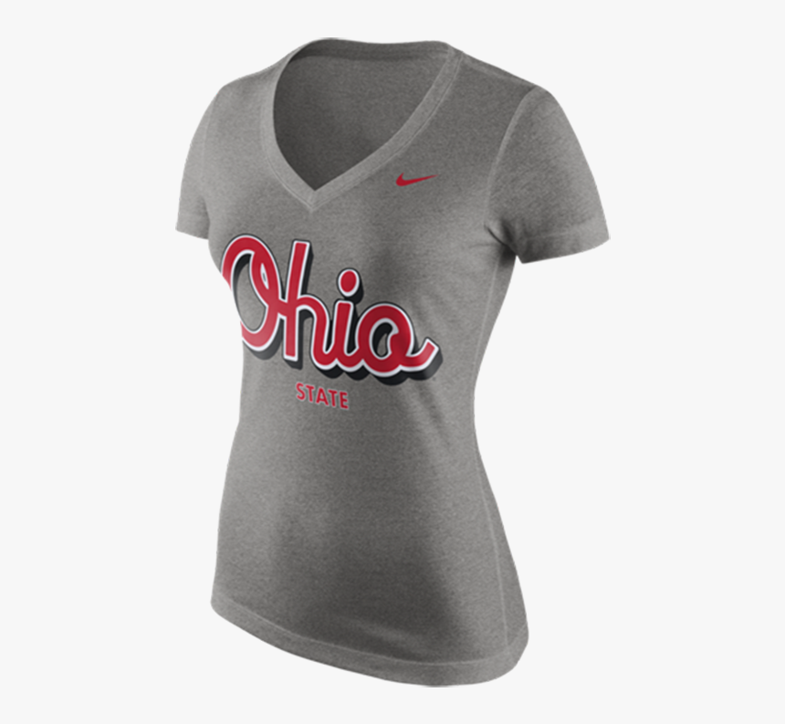 Nike Ohio State Buckeyes Womens Grey Script V Neck - T-shirt, HD Png ...