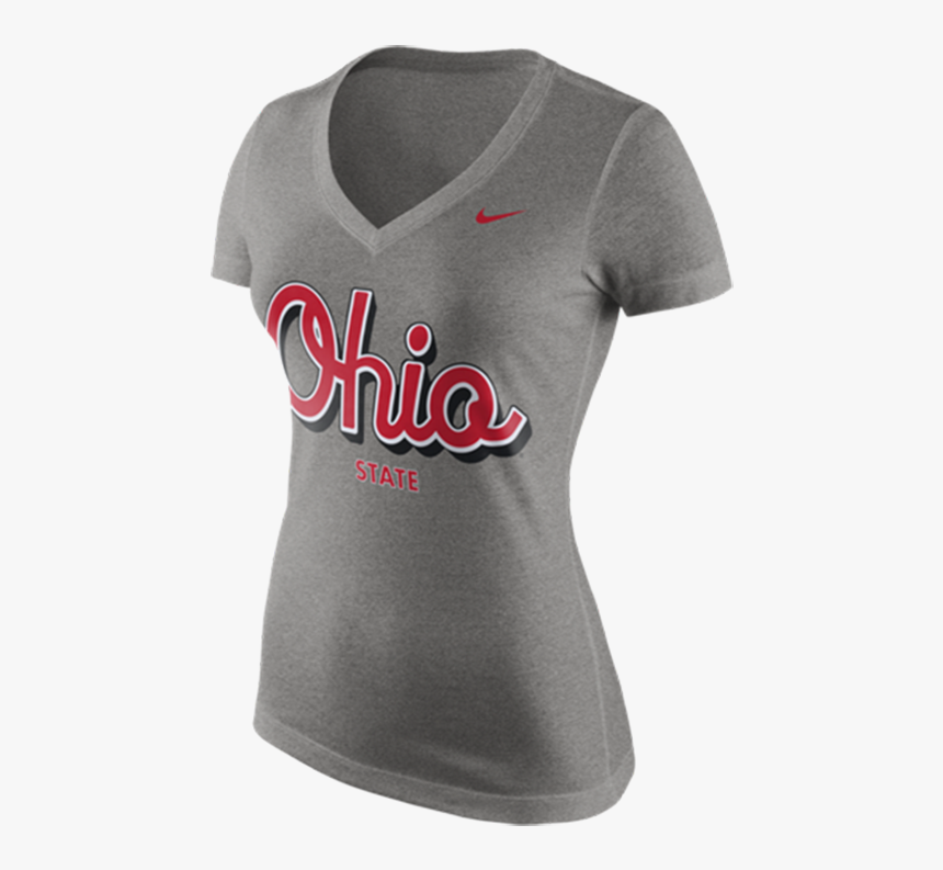 Nike Ohio State Buckeyes Womens Grey Script V Neck - T-shirt, HD Png Download, Free Download