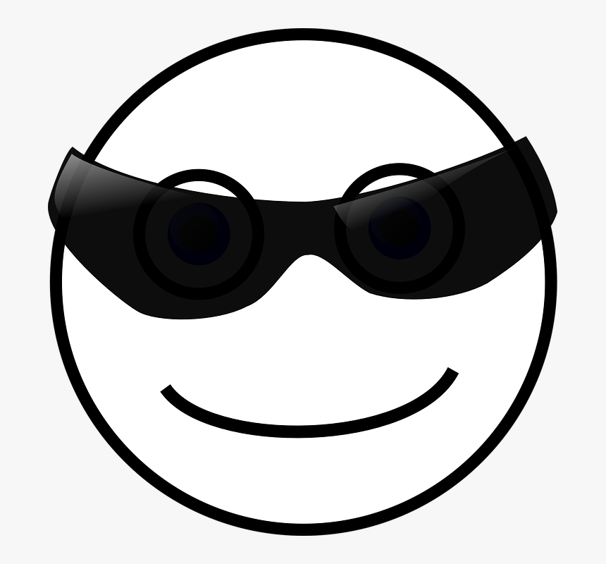 Free Vector Graphic Smiley Face Sun Sunglasses Free - Siyah Beyaz Gulme Emoji, HD Png Download, Free Download