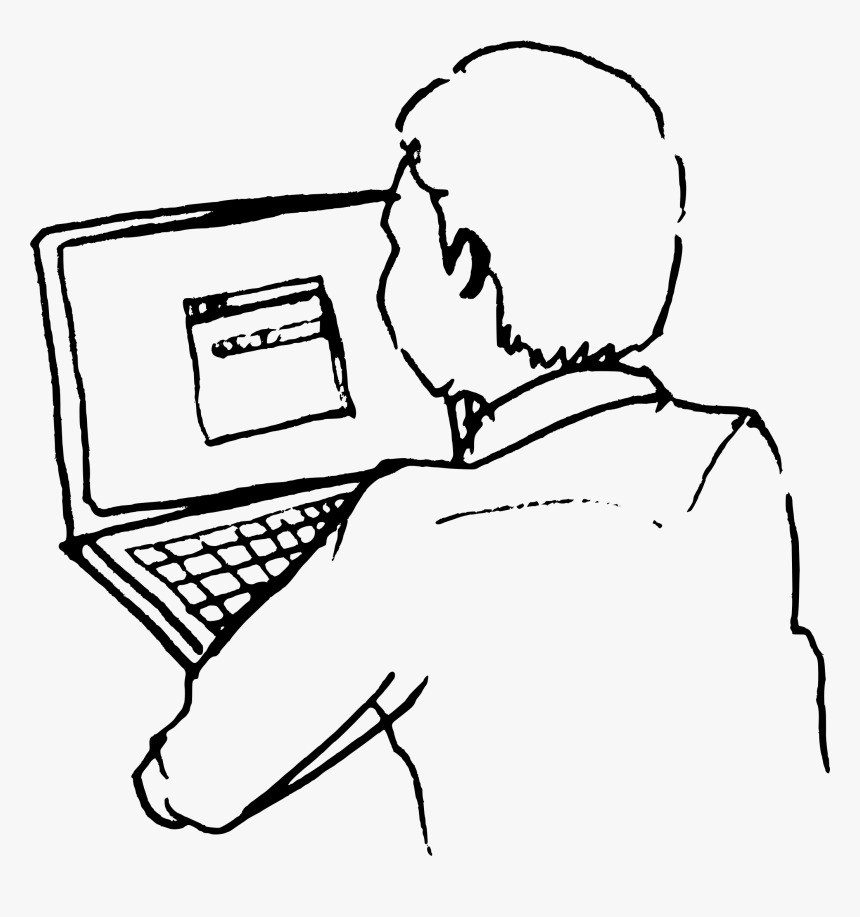 Person On Computer Drawing, HD Png Download, Free Download