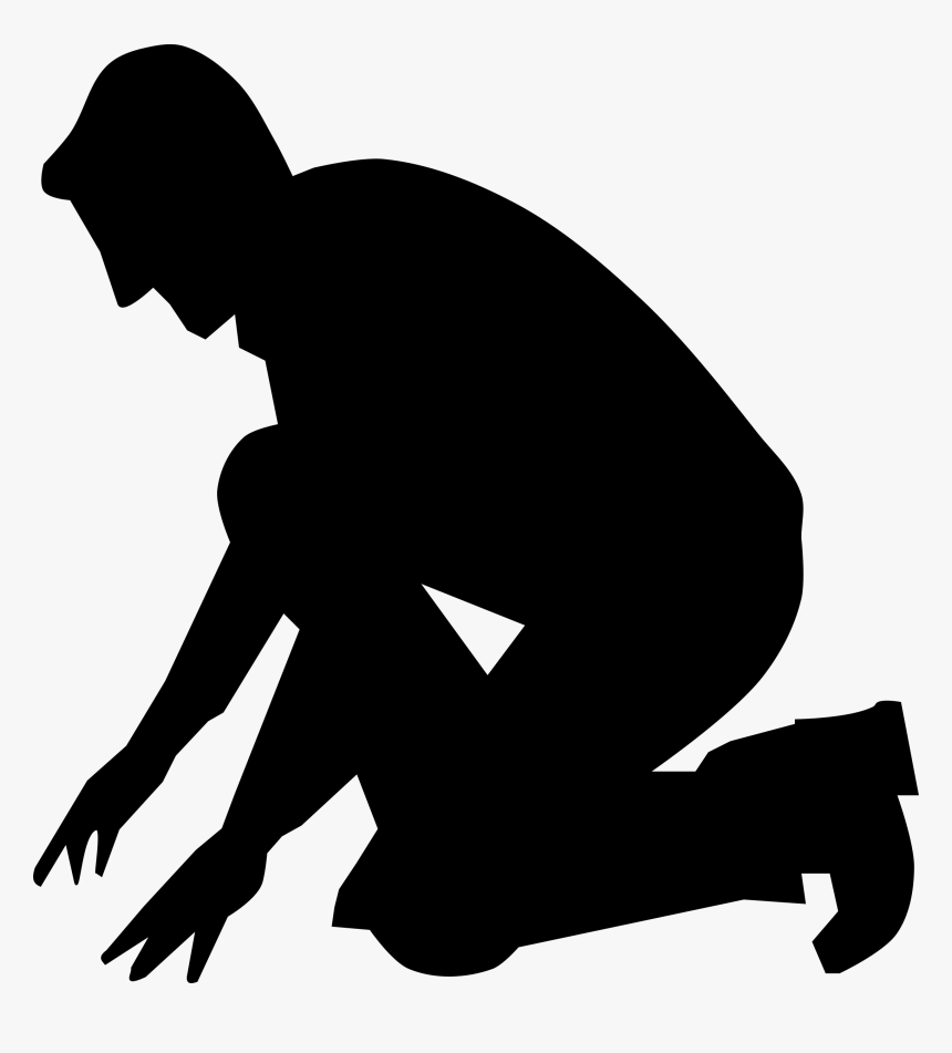 Kneeling Computer Icons Silhouette Cdr Drawing - Silhouette Of Man Kneeling, HD Png Download, Free Download