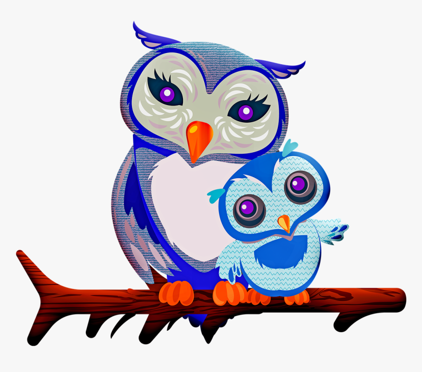 Owl, Mother Owl, Baby Owl, Nature, Mother, Family - Mother And Baby Owl, HD Png Download, Free Download