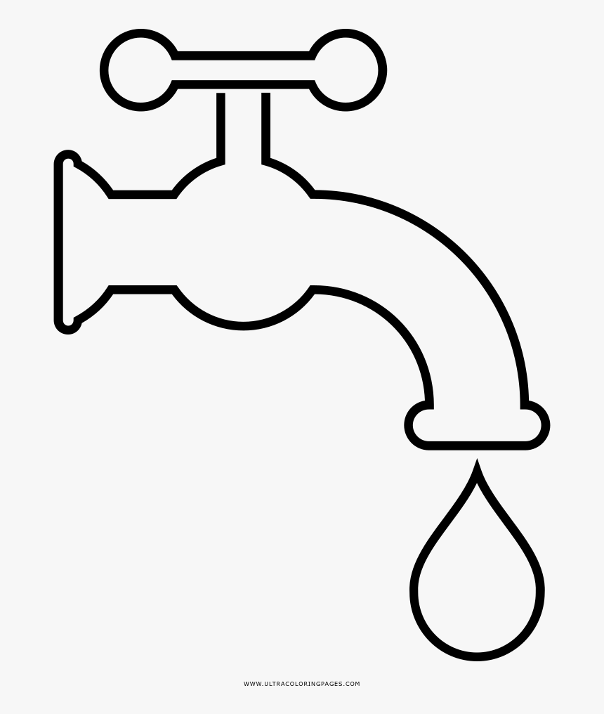 Water Tap Coloring Page - Outline Of Tap, HD Png Download, Free Download