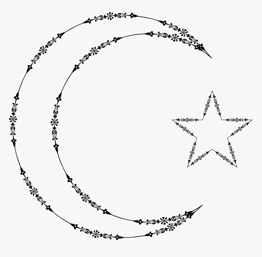 10 Hand Drawn Fancy Border Circle & Oval Frame Clipart - Crescent And Star In Clipart, HD Png Download, Free Download