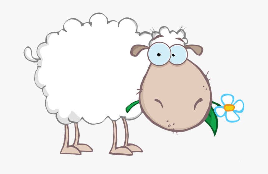 Png 4253 White Sheep Cartoon Character Eating A Flower - Cartoon Goats Eating Flowers, Transparent Png, Free Download