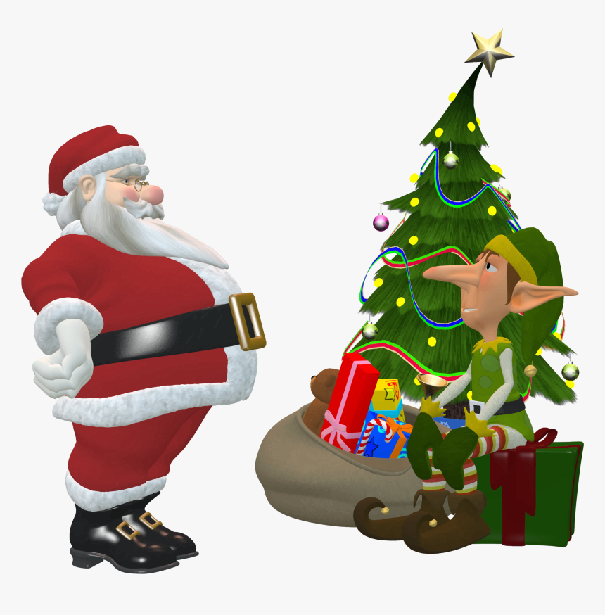 Transparent Png Elf Ornaments - Santa Claus And Elf, Png Download, Free Download