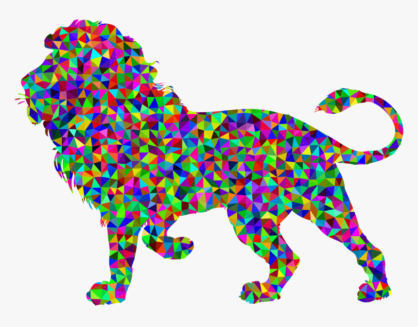 Prismatic Low Poly Lion Clip Arts - Lion Clipart Black And White Roaring, HD Png Download, Free Download