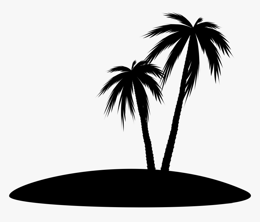 Palm Trees Clip Art Silhouette Line Leaf, HD Png Download, Free Download