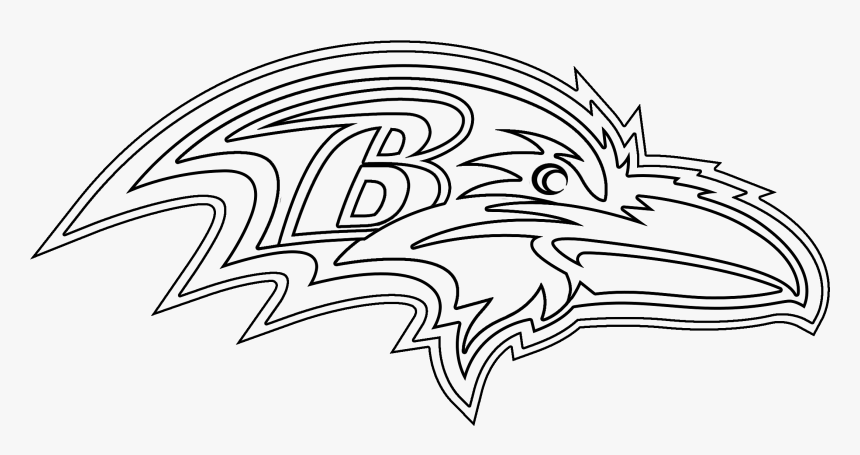 Baltimore Ravens Logo Outline - Ravens Logo Black And White, HD Png Download, Free Download