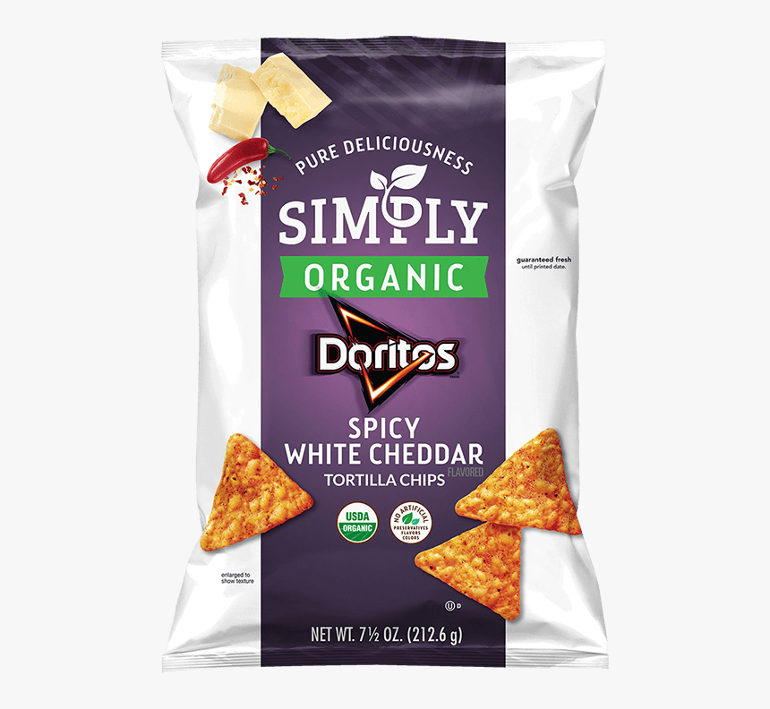 Simply Organic Spicy White Cheddar Flavored Tortilla - Simply Organic Doritos White Cheddar, HD Png Download, Free Download