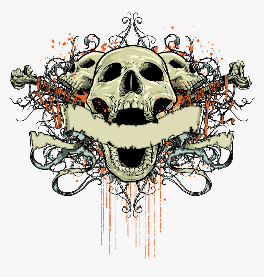 T-shirt Element Design Skull Fashionable Free Clipart - Skull Design Png Hd, Transparent Png, Free Download