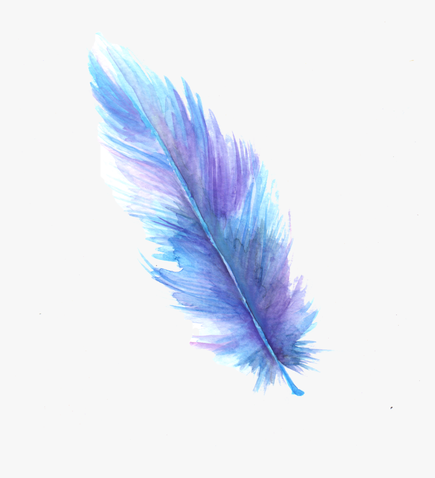 Feather Digital Art Watercolor Painting - Blue Feather Artwork Png, Transparent Png, Free Download