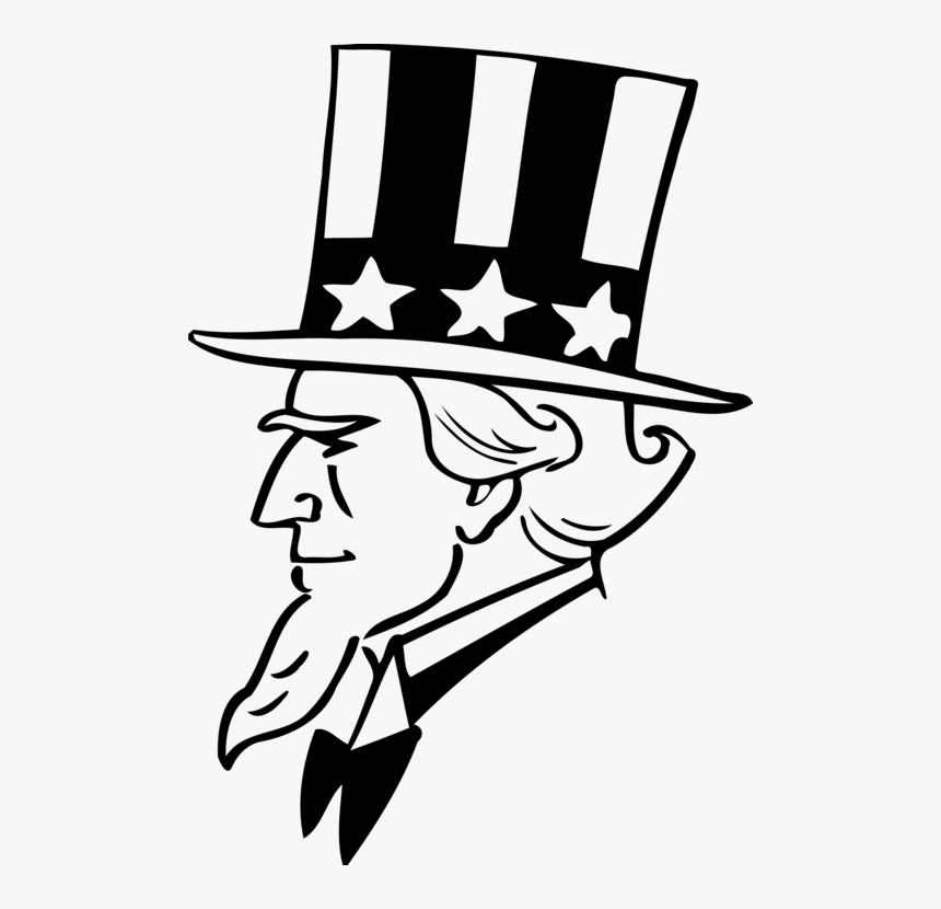 Line Art,art,monochrome Photography - Uncle Sam Cartoon Drawing, HD Png Download, Free Download