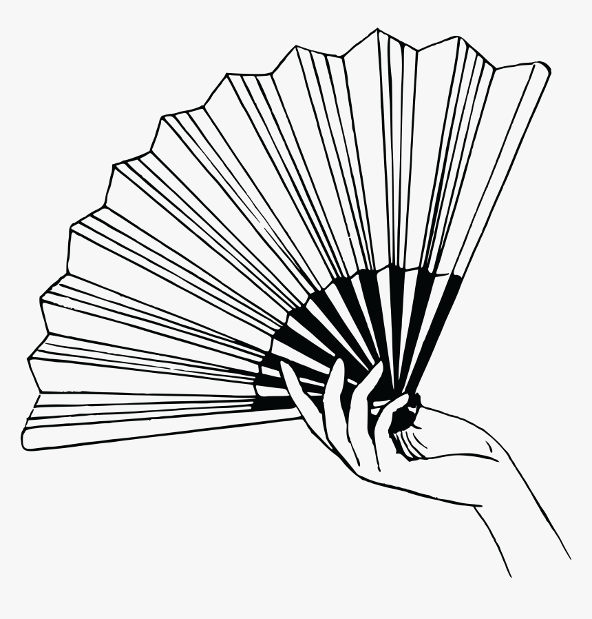 Free Clipart Of A Hand Holding A Fan - Fan Black And White, HD Png Download, Free Download