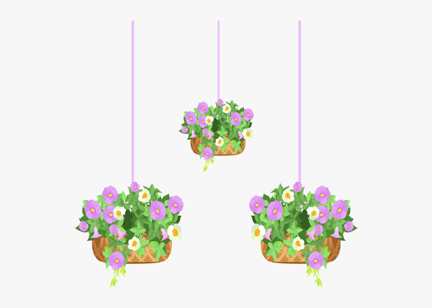 Clip Art Hanging Flower Basket Images - Hanging Flower Pot Vector, HD Png Download, Free Download