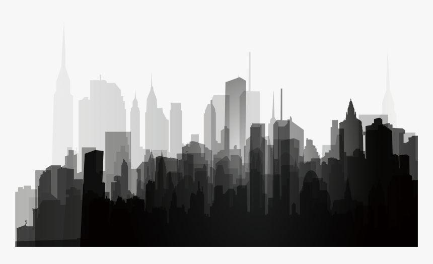 And City Silhouette Splash Black White Clipart - City Silhouette Png, Transparent Png, Free Download