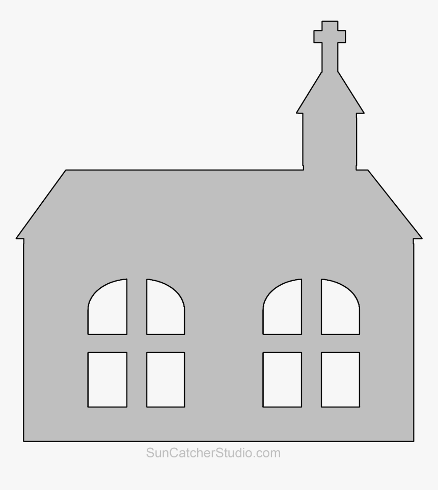 Church Clipart Outline - Church Outline Stencil, HD Png Download, Free Download