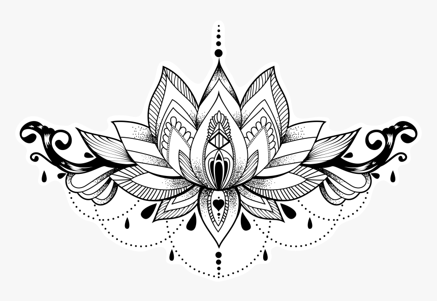 Clip Art Tattoos Png Transparent Images - Transparent Lotus Flower Outline, Png Download, Free Download