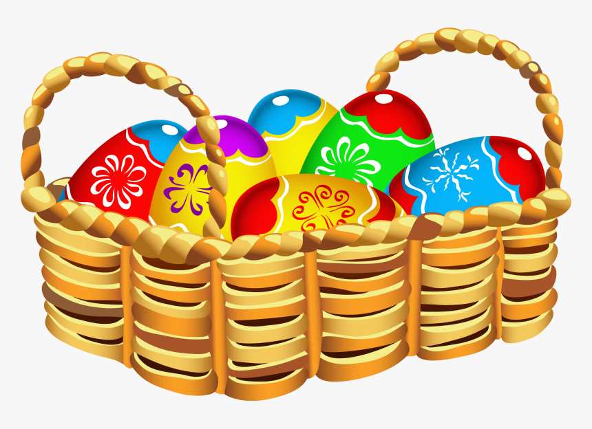 Square Basket With Easter Eggs Png Clipart - Easter Egg Basket Transparent Background Easter Basket, Png Download, Free Download