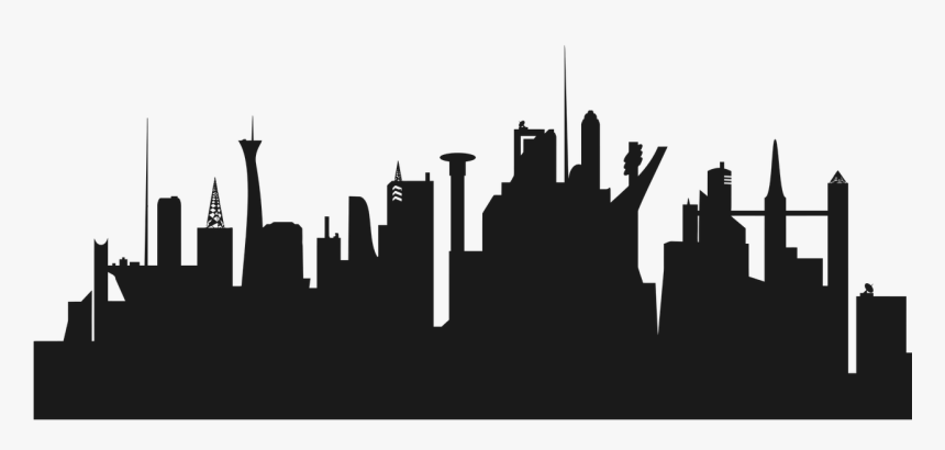 Skyline,city,human And White,skyscraper - Futuristic City Skyline Silhouette, HD Png Download, Free Download