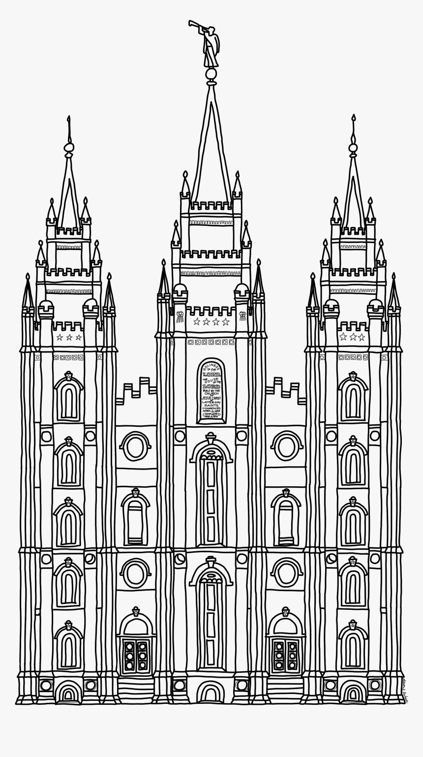 Salt Lake Temple - Temple Lds Black And White, HD Png Download, Free Download