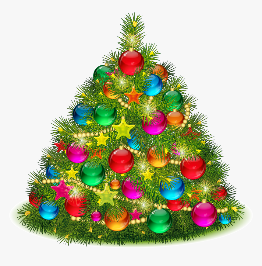 Christmas Tree Clipart Outline - Decorated Christmas Tree Clipart, HD Png Download, Free Download