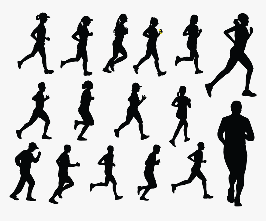 Silhouette Royalty-free Running Illustration - Люди Черные Пнг, HD Png Download, Free Download