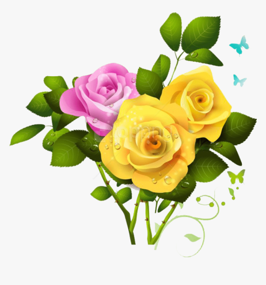 Bouquet Of Flowers Png Image - Pink Rose And Yellow Rose, Transparent Png, Free Download