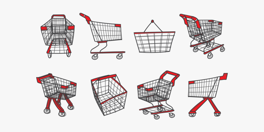 Supermarket Cart Icons Vector - Supermarket Cart Front View Png, Transparent Png, Free Download