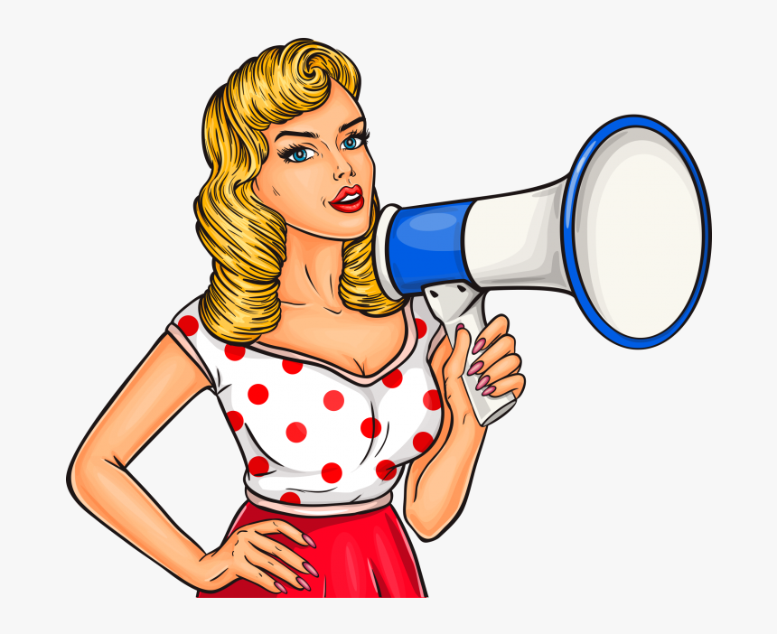 Pop Art Girl With Megaphone Png Image Free Download - Pop Art Woman Png, Transparent Png, Free Download