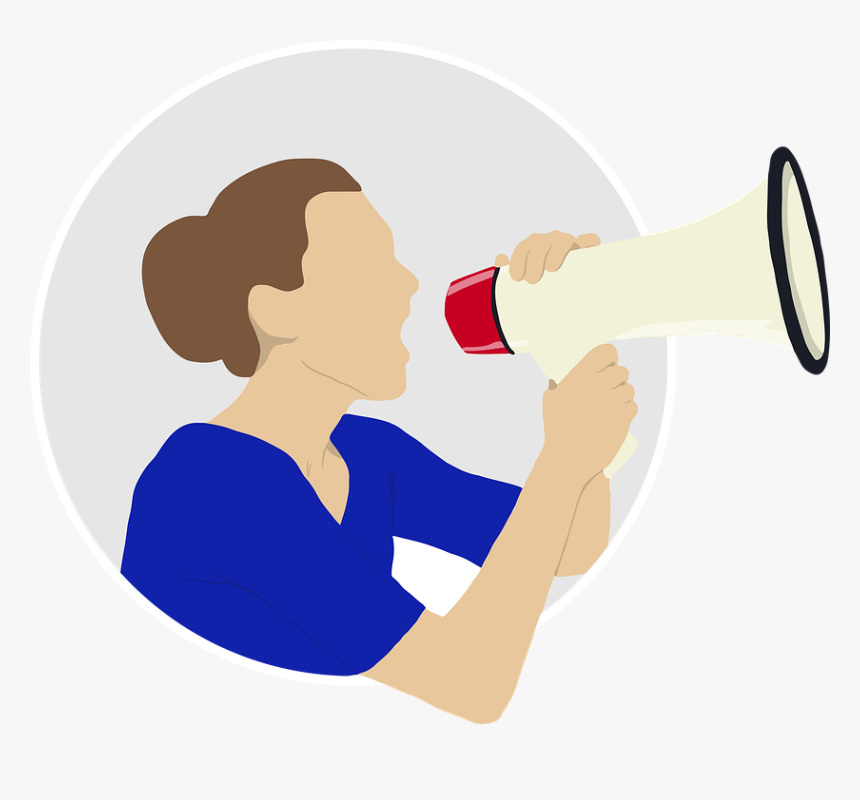 Woman, Megaphone, Yell, Speaking, Announcement, Yelling - Illustration, HD Png Download, Free Download
