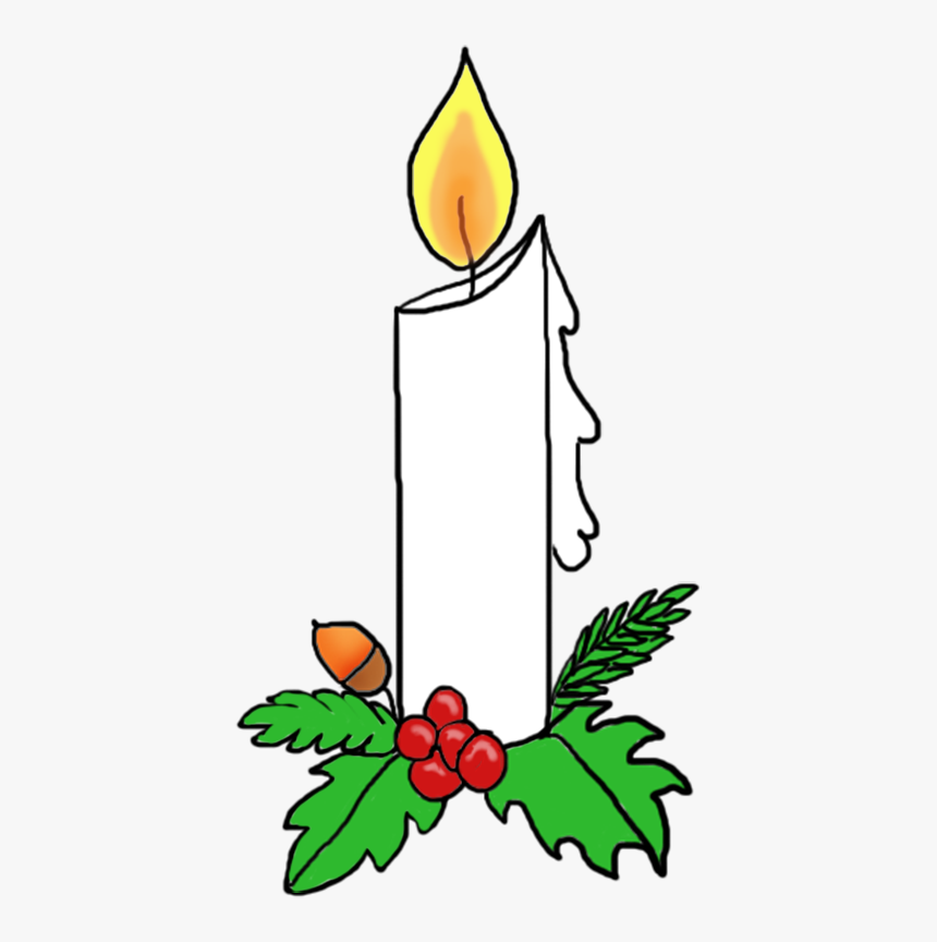 Christmas Candle With Holy - White Advent Candle Clipart, HD Png Download, Free Download